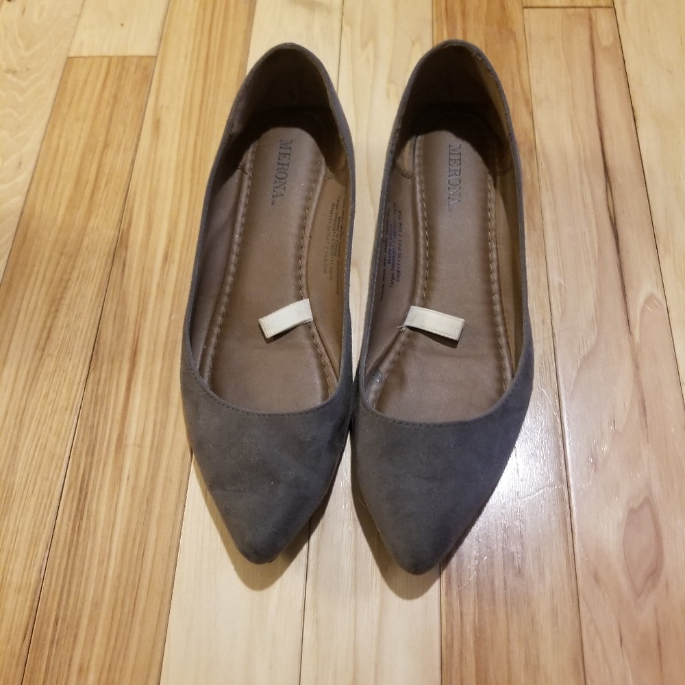 Grey suede style flat